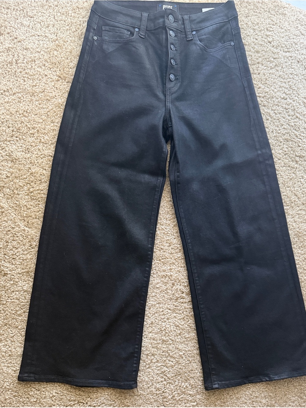 Paint Black Wide-Leg Button-Fly Jeans